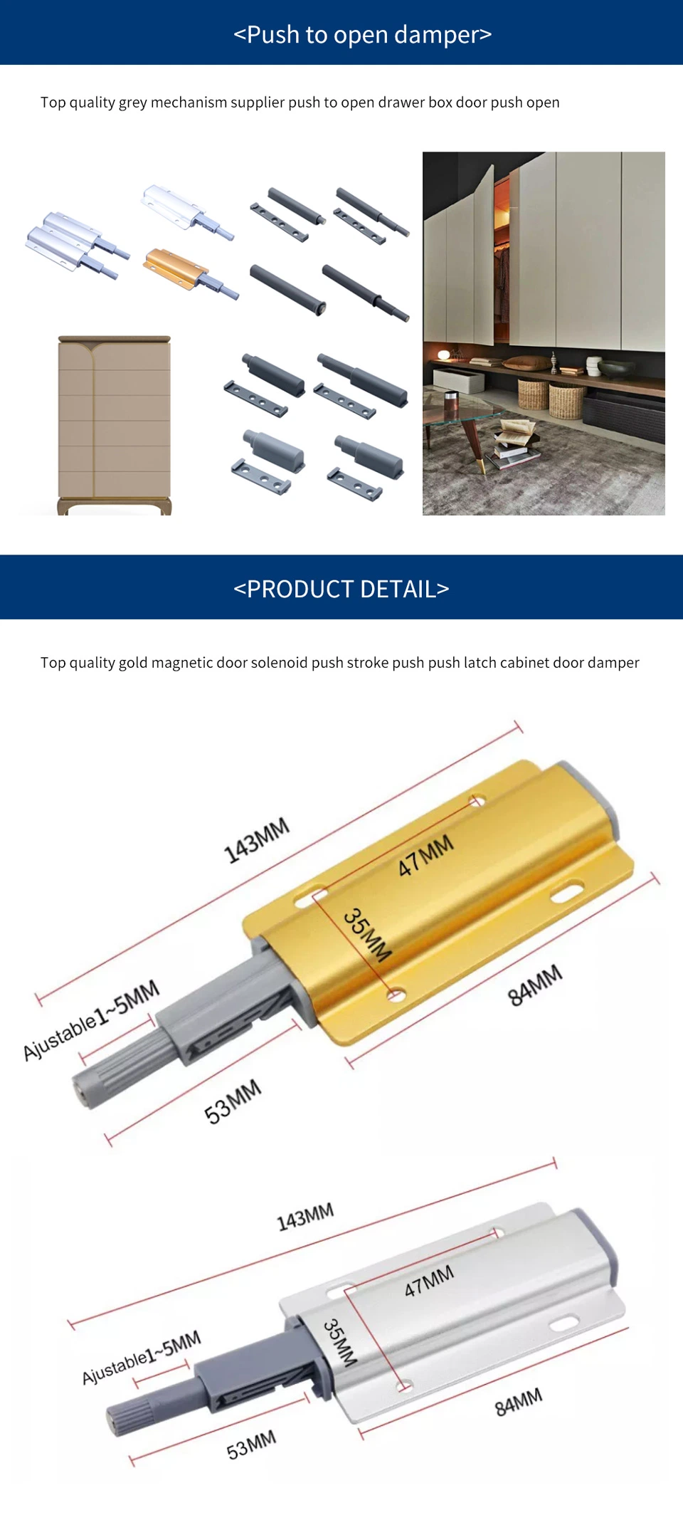 Furniture Hardware Door Wardrobe Plastic Buffer Soft Close Damper Push Open System